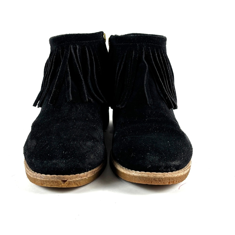 Kate‎ Spade Cute Betsie Black Fringe Suede Bootie Ankle Boot Gold Zipper 6